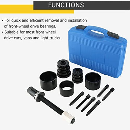 19PCS Front Wheel Drive Bearing Puller Set | Universal Bearing Press Replacement Installer Removal Automotive Mechanics Tool Kit