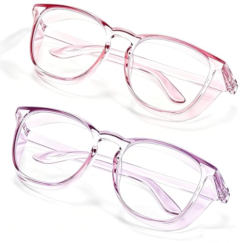 Stylish Safety Glasses Goggles for Women Girls Anti-fog Glasses Protective Eyewear Clear Glasses - color: Pink+purple