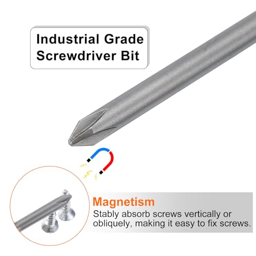 HARFINGTON 5pcs #1 Phillips Screwdriver Bit PH1 1/4" Hex Shank 3.15" (80mm) Long Magnetic S2 Steel Industrial Grade Screw Driver Bit Cross Head Electric Drill Bits 0.197" (5mm) Rod - size: PH1 x 80mm x 5mm