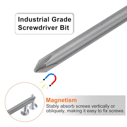 HARFINGTON 5pcs #1 Phillips Screwdriver Bit PH1 1/4" Hex Shank 3.15" (80mm) Long Magnetic S2 Steel Industrial Grade Screw Driver Bit Cross Head Electric Drill Bits 0.197" (5mm) Rod - size: PH1 x 80mm x 5mm