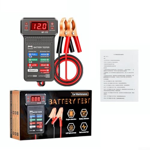 Car Battery Tester, 12V Digital Automotive Battery Tester with LCD Display, Battery Load Tester, Alternator Analyzer for Cars Motorcycles Trucks