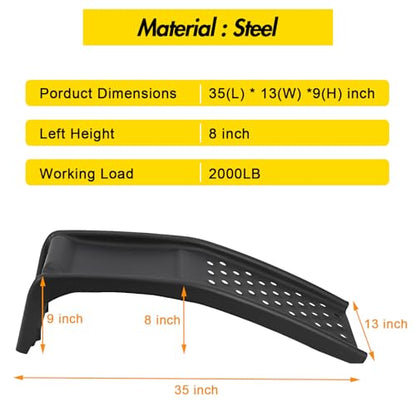 Heavy Duty Car Ramp Set of 2, 4000 Lbs Capacity Auto Ramps, Solid Steel Vehicle Truck Repairs Ramp for Oil Change, Car Repair, Garage Maintenance, Easily Up to 8", Black