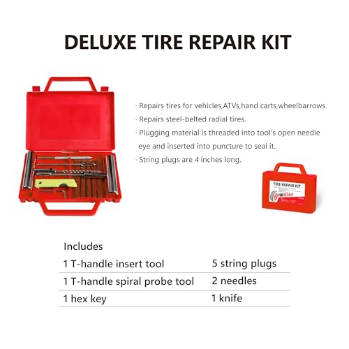 Hydraulic Trolley Service/2-Ton Floor Jack with 3T Jack Stands&Tire Repair Kit for Garages, Automotive, Heavy Duty Steel Racing Floor Jack with Single Piston Quick Lift Pump, Range 3.3"-15.2" - color: Red&Black-2T-Single Pump-2