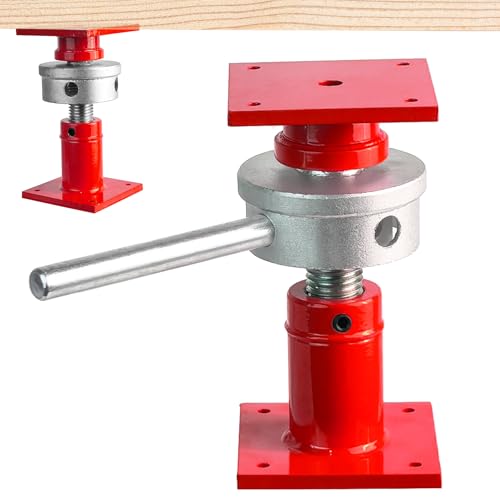 Heavy-Duty Screw Jack Post, 6.5" to 9" Adjustable Steel Shore House Jacks, 4" x 4" Basement Floor Jacks for Leveling, House Lifting & Structural Support - color: Red, size: 6.5" - 9" (1 Pack)