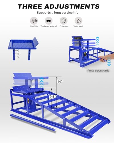 2 Pack Hydraulic Car Ramps 5T 11000lbs Low Profile Car Lift Service Ramps Truck Trailer Garage, Height Hydraulic Vehicle Ramps - color: Blue