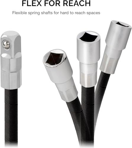 NEIKO 00239A Flexible Extension-Bar Set, 1/4-Inch and 3/8-Inch Drives, Flexible Socket Extension Bars, 2-Piece Set - size: 2 Piece, (6" & 8"), style: Flexible Extension