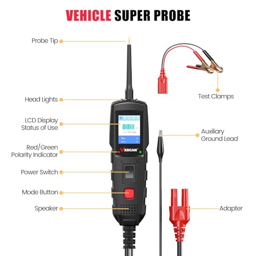Automotive Power Circuit Probe Kit, Circuit Tester Breaker Finder Tool, 12/24V Short Open Breaker Circuit Finder Wire Tracer AC/DC Trailer Relay Fuse Test with 20FT Cord