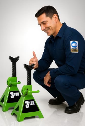 3 Ton Heavy Duty Ratcheting Jack Stands - Compatible with Daytona Jack Stands (Green) - color: Green