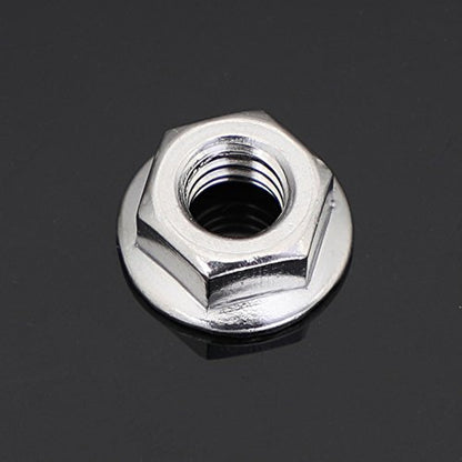 M8 Serrated Flange Nuts Flanged Locknuts, Stainless Steel 18-8 (304), Bright Finish, 50 PCS - color: Silver, size: M8