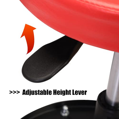 Big RED ATRHL6201R Torin Heavy Duty Rolling Pneumatic Creeper Garage/Shop Seat: Padded Adjustable Mechanic Stool with Tool Tray Storage, Red Large,15.36" D x 15.36" W x 4.73" H - style: 6201