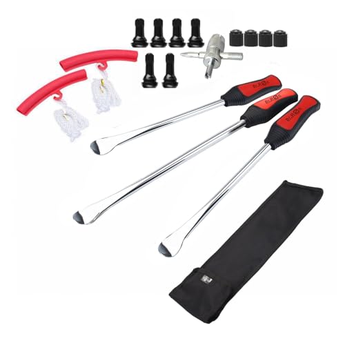 Dr.Roc Tire Spoons Lever Motorcycle Dirt Bike Lawn Mower Tire Changing Tools with Bag 1x14.5 inch 2x11 inch Tire Irons 2X Rim Protectors 1x Valve Stems Set TR412 TR413 - size: 1*14.5"+2*11"