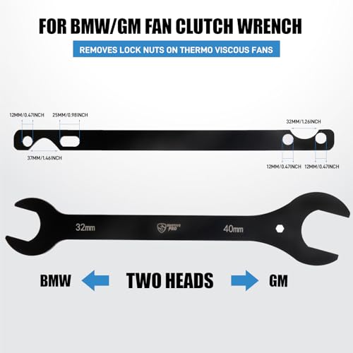 SMOTIVEPRO 4-Piece Fan Clutch Removal Tool Kit, 32mm 36mm 40mm 57mm Fan Clutch Wrench and 15" Water Pump Pulley Holder Removal Tool for BMW, Ford, GM, Dodge,Jeep - size: 4Pcs Fan Clutch Wrench Set