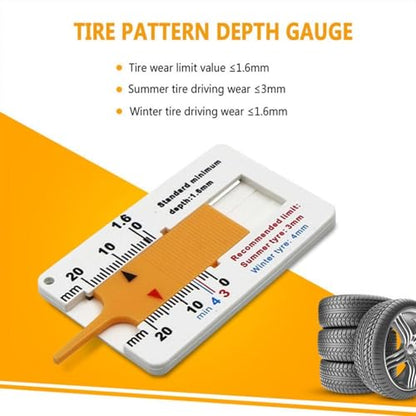 Generic Tread Depth Gauge for Tyres,Tyre Tread Depth Gauge, Auto Car Tyre Tread Depth Gauge Caliper Tire Ruler Vernier Depth Indicator Tire Wheel easure Tool (Yellow Buckle) - color: Yellow Buckle