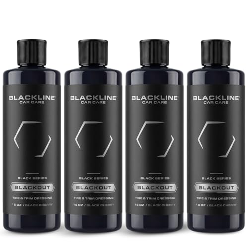 Blackline Car Care - Blackout Trim & Tire Dressing - Best Tire Shine No Sling Formula - Water Based Protection for Car Tires & Trim - Safe for Cars, Trucks, SUVs & More - 16 fl oz (Pack of 4) - size: Pack of 4