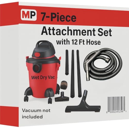 Maresh Products Compatible Replacement for Some Shop Vac & Ridgid Style Vacuum Cleaners Commercial Grade Hose with Tool Set, Has 2 1/4" Machine End Coupling & Uses the Standard 1 1/4" Hose Attachments - size: 7 Piece Set with 12' Hose