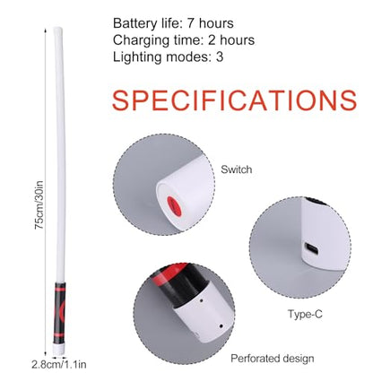Flexible LED Flashlight Stick, 75cm/30in Premium Rechargeable & Bendable Mechanic LED Work Light with 3 Lighting Modes Suitable for Automotive Repair & Lighting in Tight Spaces