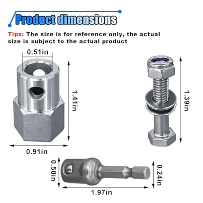 Upgraded Stainless Steel Trailer Jack Drill Adapter, Cordless Drill Adapter Kit with 1/2 Inch Socket Adapter Bit, Universal Replacement for Top Wind Trailer Jack Crank Handle