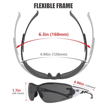HTS HUNTERSKY Super Flexible Lightweight Anti Fog Wrap-Around U6 Clear Shooting Safety Glasses with ANSI Z87.1 Scratch Resist - color: Black / Smoke / Clear (2 Pack)