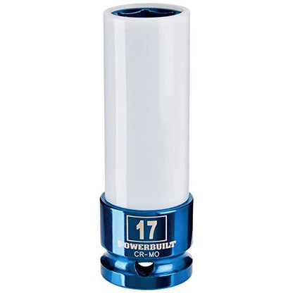 Powerbuilt 1/2 Inch Drive 17mm Impact Lug Nut Socket, Non-marring and Thin Wall Lug Nut Socket, Protects Lug Nuts from Damage - 941039 - size: 17mm