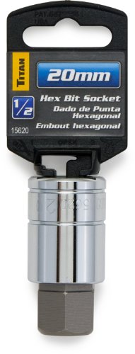 Titan 15620 1/2-Inch Drive x 20mm Hex Bit Socket - size: 20mm