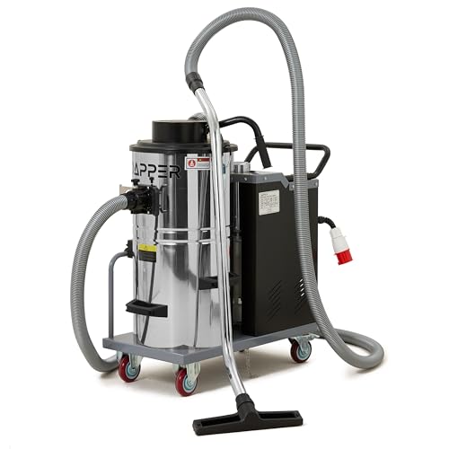 Industrial Wet/Dry Vacuum Cleaner with HEPA Filter, 24 Hour Operation, 7 Peak HP, 223.5 CFM, 14.5 Gallon Stainless Steel Tank, 220V 3-Phase — Ideal for Factories, Warehouses & Auto Shops - size: 14.5 Gal