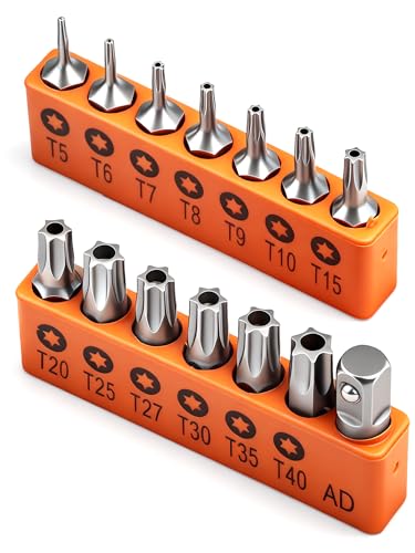 HORUSDY 14-Piece Tamper Resistant Star Bits, S2 Alloy Steel, T5 - T40 Security Torx Bit Set - style: 14-Piece