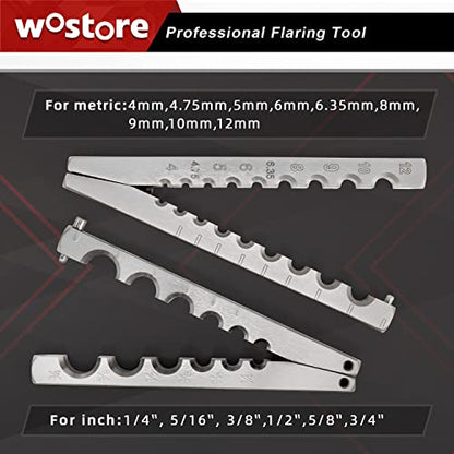 Wostore Flaring Tools Set 2 Flaring Bar for 15 Dies Sizes Eccentric Cone Refrigeration HVAC with Tube Cutter and Reamer - size: 15 Sizes Flare Tool