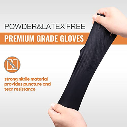 Wostar Black Nitrile Disposable Gloves Medium 8 Mil 100Pcs Latex & Powder-Free Industrial Raised Diamond Texture Black Gloves - color: Black Medium 8mil 100pcs, size: Medium ( 100pcs a box)
