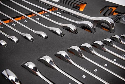 GEARWRENCH 44 Piece 90-Tooth SAE/Metric Ratcheting Wrench and Hex Key Set - 86528
