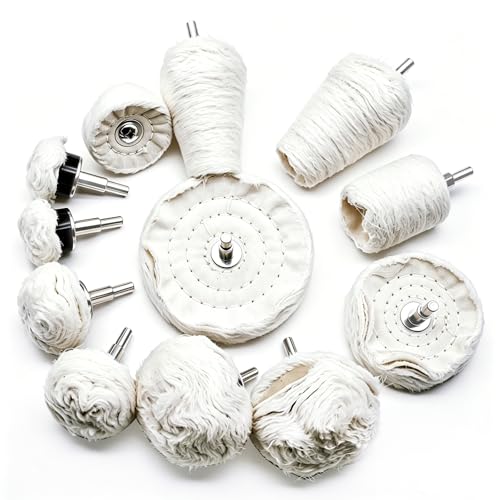Sunxeke12PCS Buffing Wheel for Drill, Multi-Specification Aluminum Wheel Polishing Kit,Buffing Pads for Buffing & Polishing Metal, Wood, Ceramic, Stainless Steel, and Glass - size: 12pcs