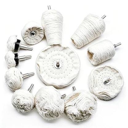 Sunxeke12PCS Buffing Wheel for Drill, Multi-Specification Aluminum Wheel Polishing Kit,Buffing Pads for Buffing & Polishing Metal, Wood, Ceramic, Stainless Steel, and Glass - size: 12pcs
