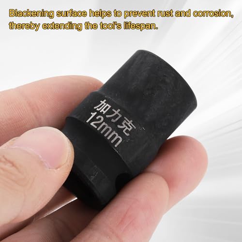 HARFINGTON 3pcs 4 Point Square Socket 1/2" Drive 12mm Metric Square Impact Socket CR-V Blackening Standard Wheel Sleeve Pneumatic Sleeve Tool for Auto Repair Mechanical Maintenance Home Use - size: 12mm