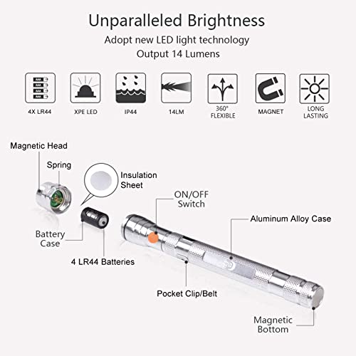 Dad Gifts, Magnetic Pickup Tool, Telescoping Magnet Flashlight, Gifts for Men, Birthday Gifts for Men, Dad, Father, Women, Him, Teen Boys, Mechanic, Boyfriend, Gift Ideas, Silver - style: Sliver Magnetic Tool