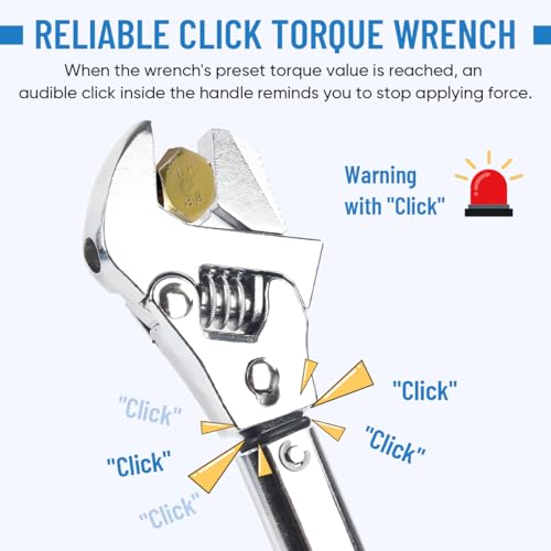 Adjustable Torque Wrench 19 to 110 Nm 43mm Open End Torque Wrench Spanner for HVAC, Car Repair, Bicycle Maintenance (Style 2)