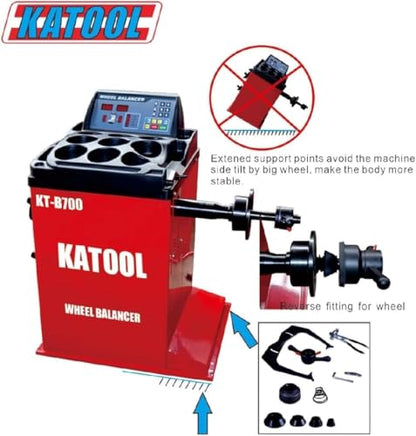 KT-B700 Professional Wheel Balancer Machine, 0.25KW Pure Copper Motor, Auto Rim Detection, ±1g Accuracy, 120V for Garages and Tire Shops (B700)