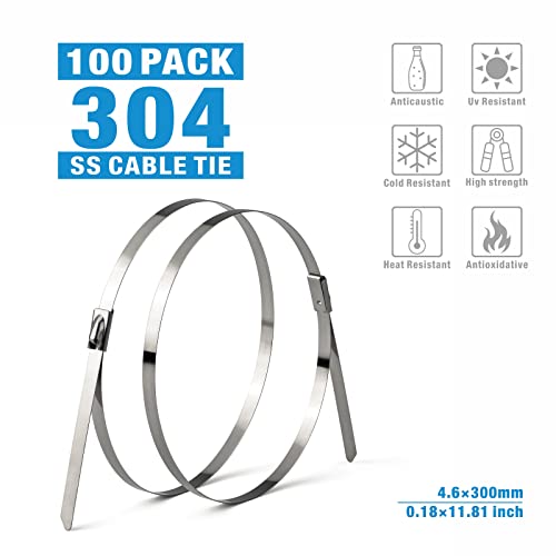 IWISS WCT322 Stainless Steel Cable Tie Gun Kit for Fastening and Cutting up to 12mm Width Metal Zip Ties, c/w 100 Pieces Stainless Steel Cable Zip Ties, Zip Tie Gun