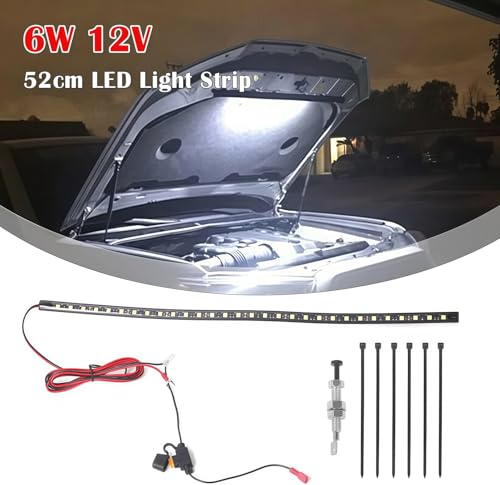 Under Hood LED Light Kit, Waterproof 12V 30LEDs Car LED Lights Bars Car Underhood Work Light Strip with Automatic On/Off -Universal Fits Any Vehicle (White, 52cm/20.47inch) - size: 52cm/20.47inch