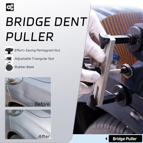 Professional Car Dent Repair Kit - 2-in-1 Slide Hammer T-Bar Bridge Puller with 100W Hot Glue Gun Rubber Hammer and 76 Tabs - for Auto Body Paintless Removal on Vehicles Appliances and Metal Surfaces - size: Dent Puller Kit-B
