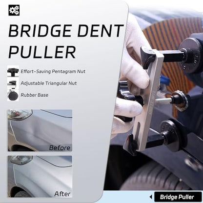Professional Car Dent Repair Kit - 2-in-1 Slide Hammer T-Bar Bridge Puller with 100W Hot Glue Gun Rubber Hammer and 76 Tabs - for Auto Body Paintless Removal on Vehicles Appliances and Metal Surfaces - size: Dent Puller Kit-B