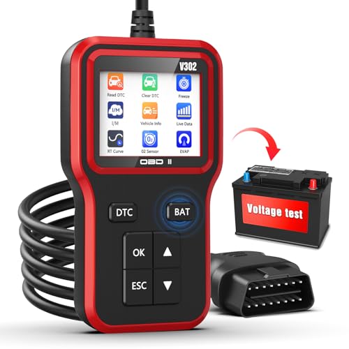 OBD2 Scanner & Battery Tester, Car Diagnostic Tool for Check Engine Light | Read and Clear Error Codes, Check Emission Readiness and Test Battery Status on OBD2 Vehicles Manufactured Since 1996（red） - color: red