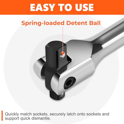 Matework Breaker Bar 3/8" & 1/2" Dual Drive, 16-Inch Length, Heavy Duty Breaker Bar with 360° Flex Head, CR-MO Steel - style: 3/8" & 1/2" Dual Drive (16-inch)