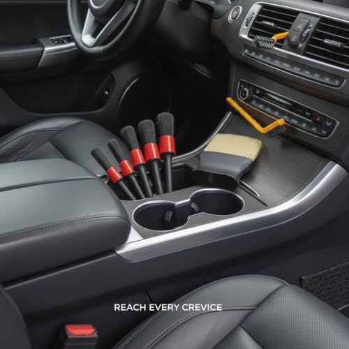 Interior Vents & Wheel Spoke Cleaning Kit, Car Detailing Brush Set with PP Plastic Tools for Dashboard and Exterior Crevices - size: 10.24 x 6.3 x 2.56 in