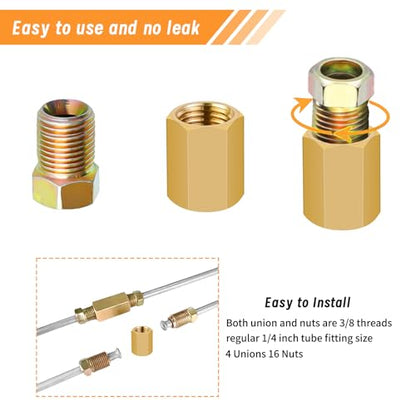 MuHize 1/4 Inch Brake Line Repair Kit with Flaring Tool – 25 FT Zinc Coated Alloy Brake Line with 16 Fittings & 4 Unions, Includes Double & Single Flaring Tool, Tube Cutter, 5 Adapters - size: Sliver Brake Line Kit