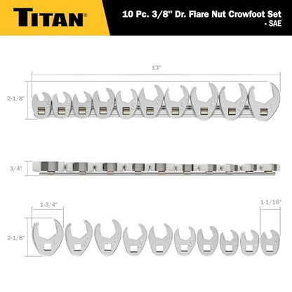 Titan 17296 3/8" Drive SAE Flare Nut Crowsfoot Wrench Set