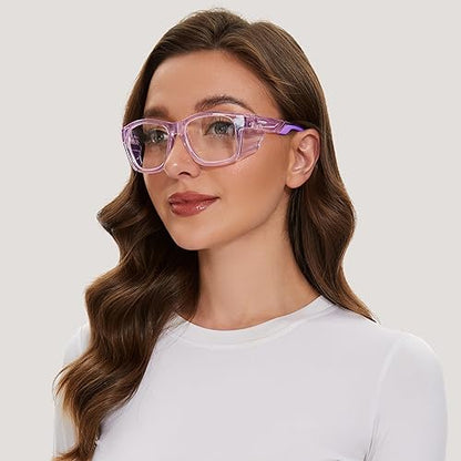 UKNOW Safety Glasses - Anti Fog Lenses - Eye Protection with Side Shields - ANSI Z87.1 Protective Eyewear - UV Protection - color: Lavender
