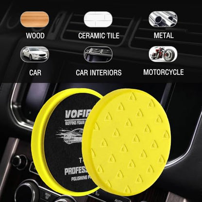 5.5IN Buffing Pads, Polishing Pad 3 Pcs 5.5 INCH Yellow Medium Cut Pad, High-Density Foam Buffing Pads for Car Boat Buffer Compounding, Polishing and Waxing - color: Yellow, size: 5.5 - Inch
