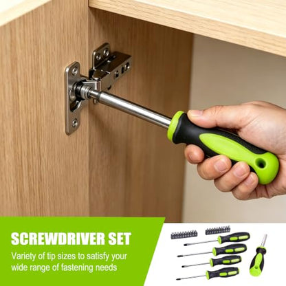 FASTPRO 236-Piece Home Repairing Tool Set, Mechanics Hand Tool Kit with 12-Inch Wide Mouth Open Storage Bag, Household Tool Set for DIY, Home Maintenance, Green - color: Green