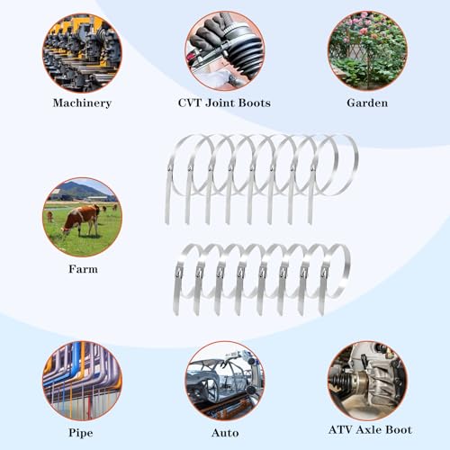 16Pcs CV Boot Clamp Stainless Steel Universal Adjustable AXLE CV Joint Boot Crimp Clamp Kit Stainless Steel Drive Shaft (8pcs Small+ 8pcs Large)