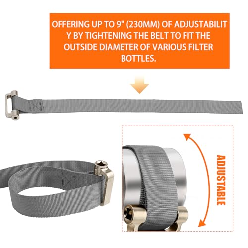 Oil Filter Strap Wrench - 1/2" Drive Filter Strap Wrench | For Replace Auto Truck RV Motorcycle Oil Filter and Water Filter