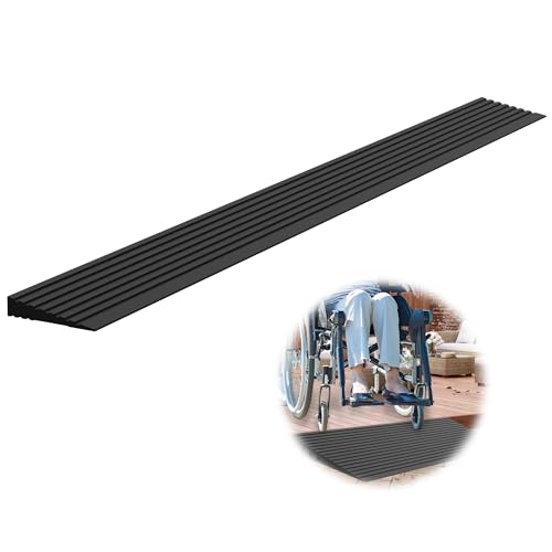 0.6" Rise Threshold Ramps for Doorways, 2000 Lbs Load Capacity, 35.5" Wide Natural Rubber Power Wheelchair Ramp is Adjustable and Cuttable for Doorways, Curb, Sweeper, Power Scooters, Bathroom - size: 0.6" Rise